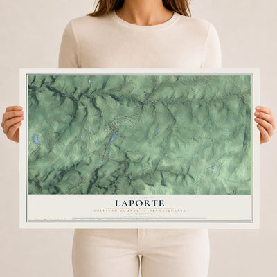 Map of Laporte, Sullivan County, Pennsylvania, 12 x 18 inch unframed archival matte print