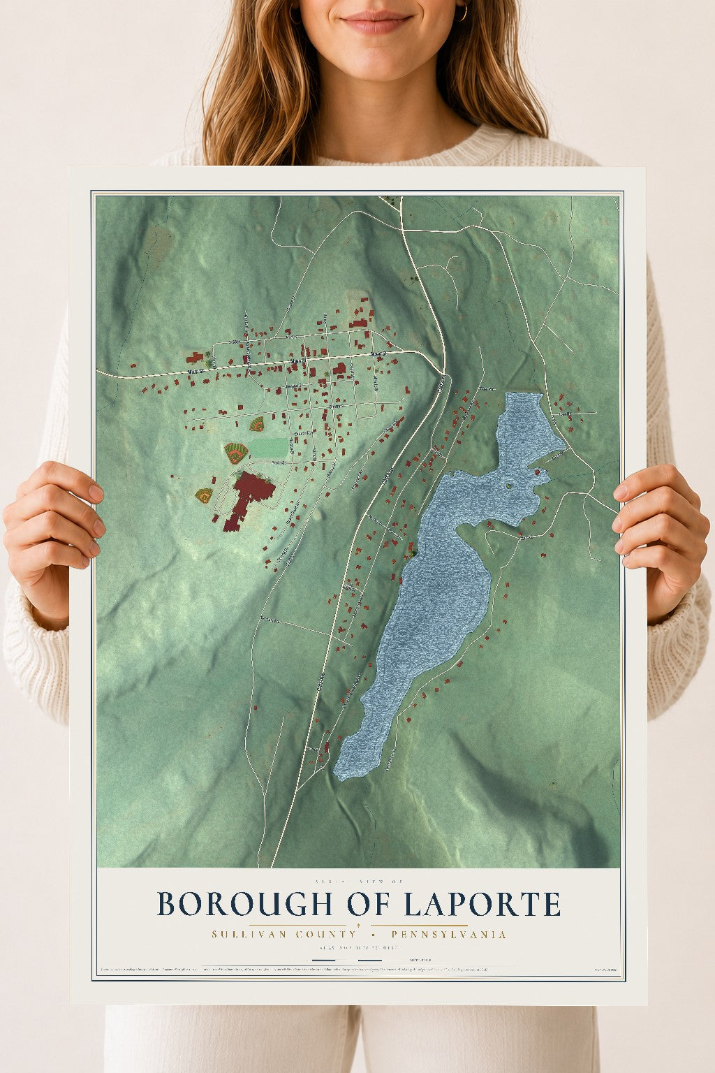 Map of the Borough of Laporte, Sullivan County, Pennsylvania, 18 x 24 inch unframed archival matte print