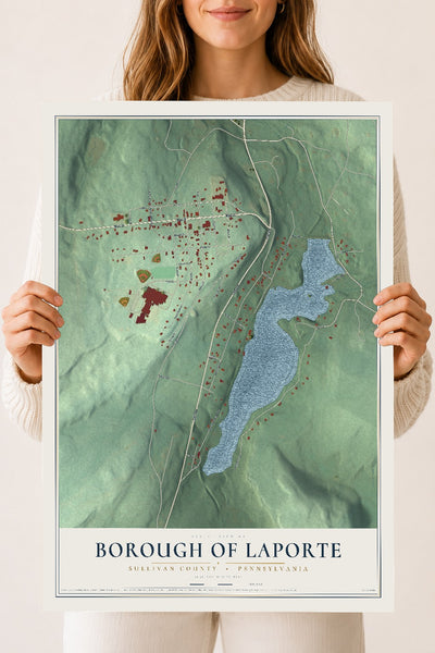 Map of the Borough of Laporte, Sullivan County, Pennsylvania, 18 x 24 inch unframed archival matte print