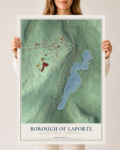 Map of the Borough of Laporte, Sullivan County, Pennsylvania, 24 x 36 inch unframed archival matte print