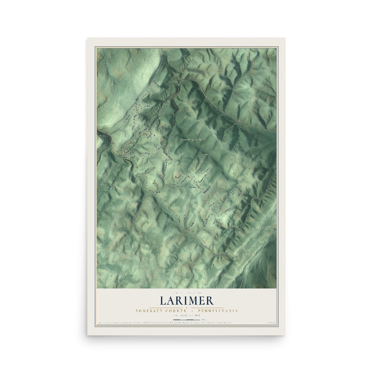 Map of Larimer, Somerset County, Pennsylvania, 12 x 18 inch unframed archival matte print