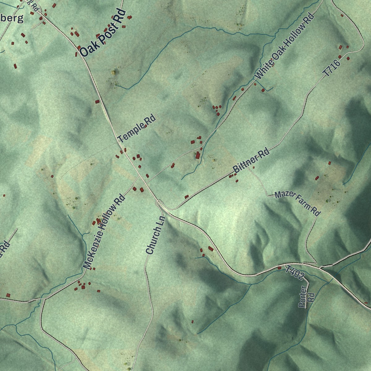 Second close-up of the map of Larimer, Somerset County, Pennsylvania print showing more streets and buildings
