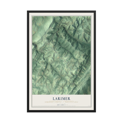 Map of Larimer, Somerset County, Pennsylvania, 12 x 18 inch print in a black wood frame