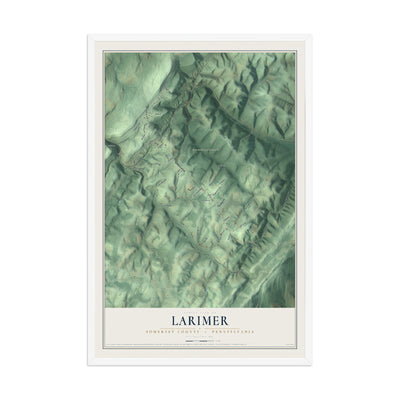 Map of Larimer, Somerset County, Pennsylvania, 12 x 18 inch print in a white wood frame