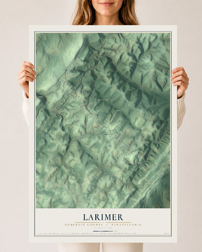 Map of Larimer, Somerset County, Pennsylvania, 24 x 36 inch unframed archival matte print