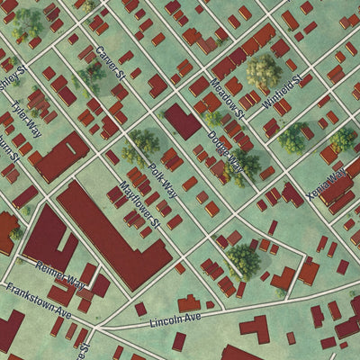 Close-up of the map of Larimer, Pennsylvania print showing street and building detail