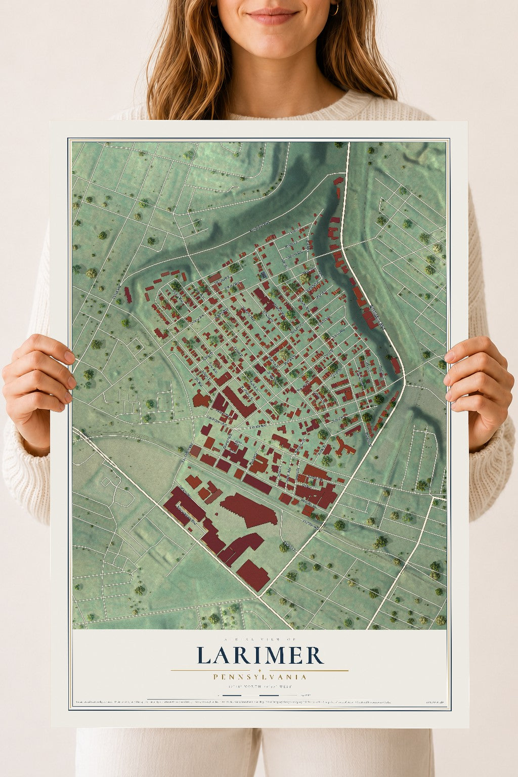 Map of Larimer, Pennsylvania, 18 x 24 inch unframed archival matte print