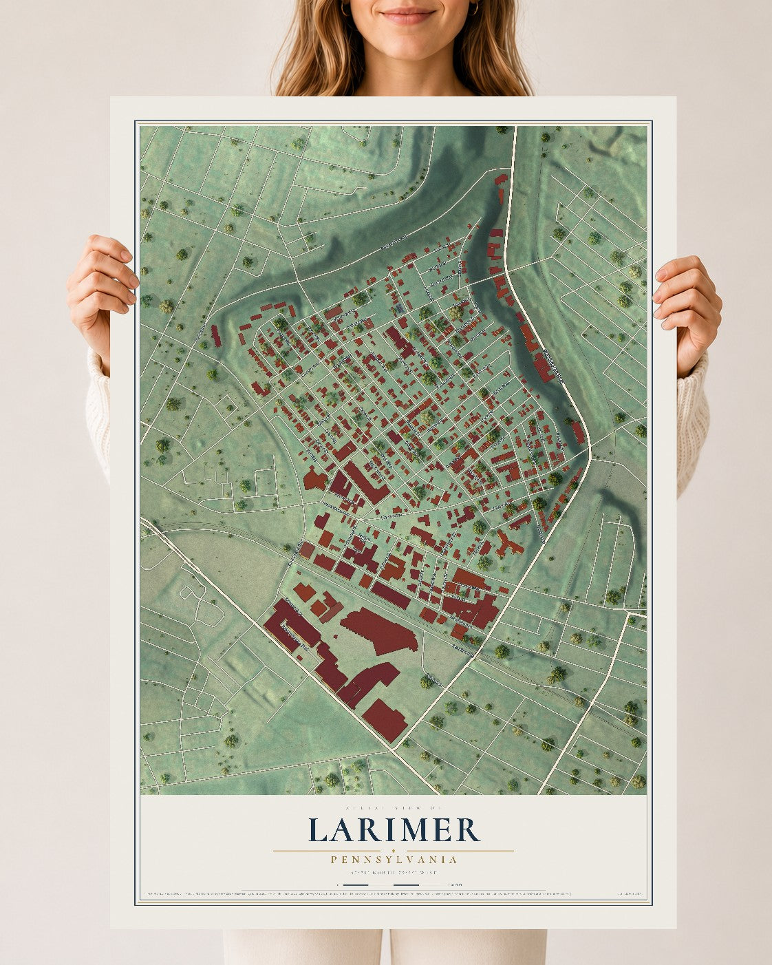 Map of Larimer, Pennsylvania, 24 x 36 inch unframed archival matte print