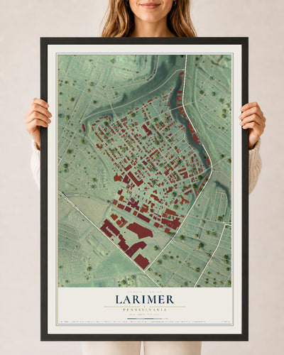 Map of Larimer, Pennsylvania, 24 x 36 inch print in a black wood frame