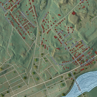Second close-up of the map of Larksville, Pennsylvania print showing more streets and buildings