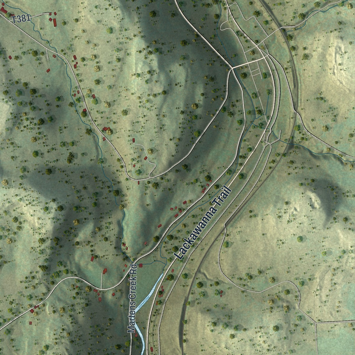 Close-up of the map of Lathrop, Pennsylvania print showing street and building detail