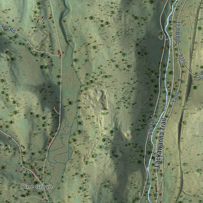 Second close-up of the map of Lathrop, Pennsylvania print showing more streets and buildings