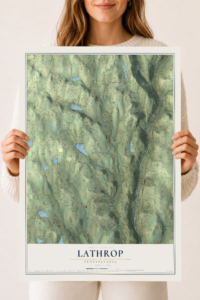 Map of Lathrop, Pennsylvania, 18 x 24 inch unframed archival matte print