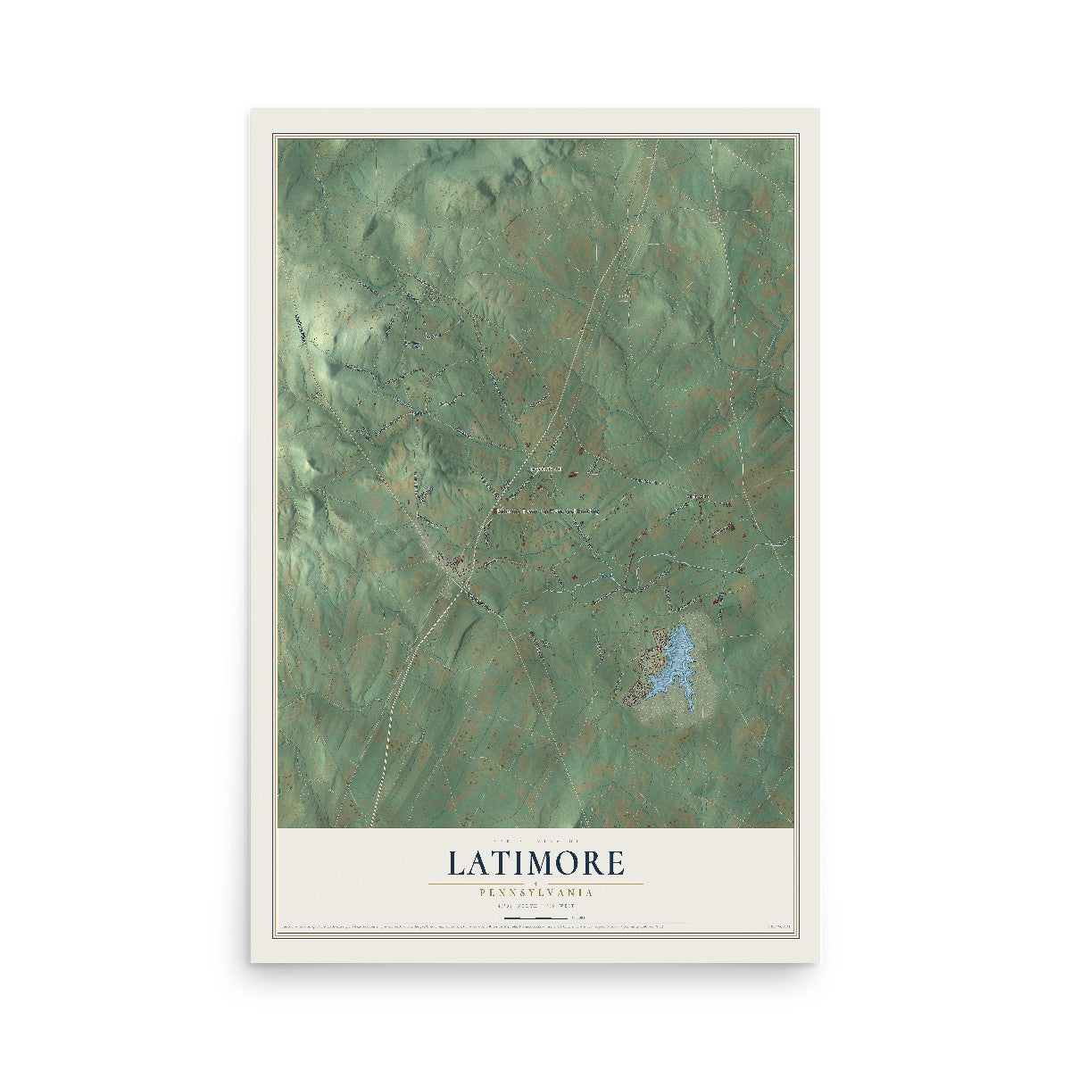 Map of Latimore, Pennsylvania, 12 x 18 inch unframed archival matte print