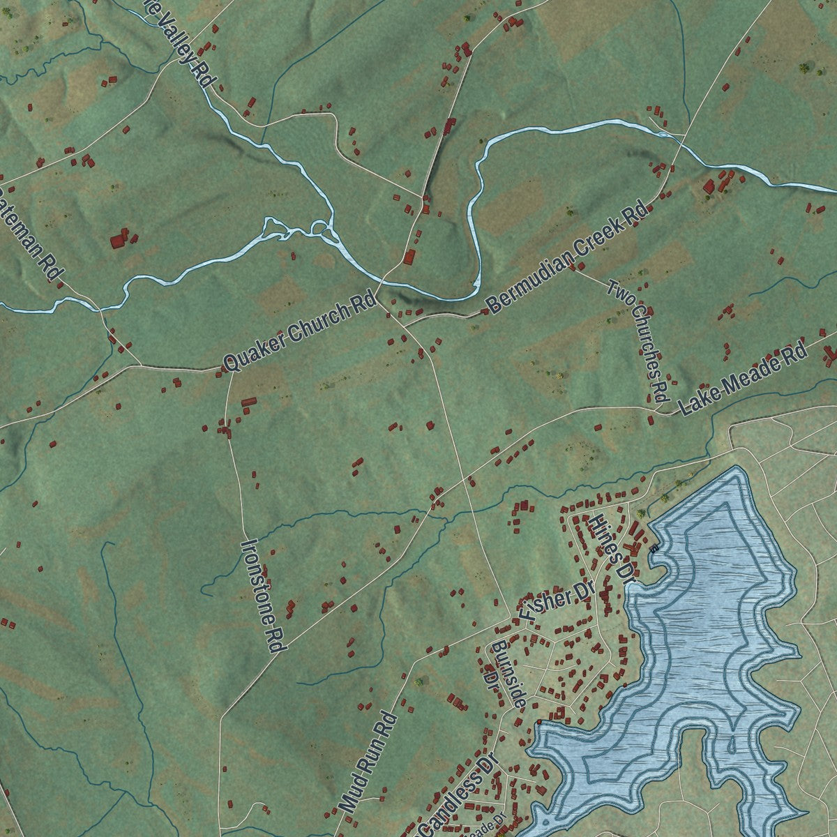Close-up of the map of Latimore, Pennsylvania print showing street and building detail