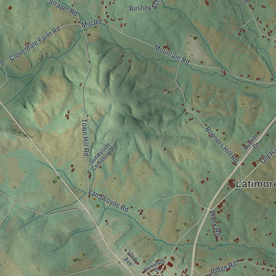 Second close-up of the map of Latimore, Pennsylvania print showing more streets and buildings