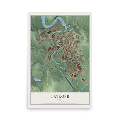 Map of Latrobe, Pennsylvania, 12 x 18 inch unframed archival matte print