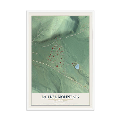 Map of Laurel Mountain, Pennsylvania, 12 x 18 inch print in a white wood frame