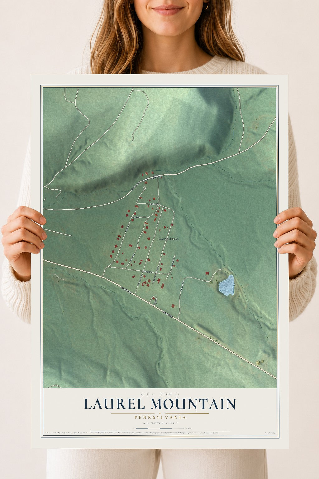 Map of Laurel Mountain, Pennsylvania, 18 x 24 inch unframed archival matte print