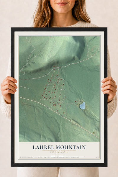 Map of Laurel Mountain, Pennsylvania, 18 x 24 inch print in a black wood frame