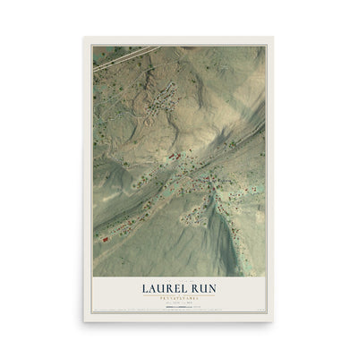 Map of Laurel Run, Pennsylvania, 12 x 18 inch unframed archival matte print