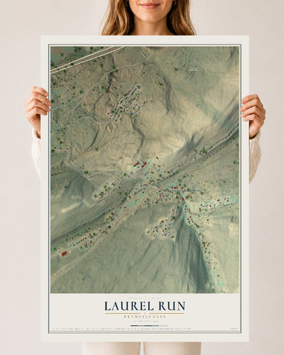 Map of Laurel Run, Pennsylvania, 24 x 36 inch unframed archival matte print