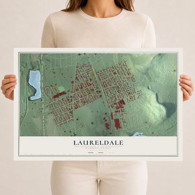 Map of Laureldale, Pennsylvania, 12 x 18 inch unframed archival matte print