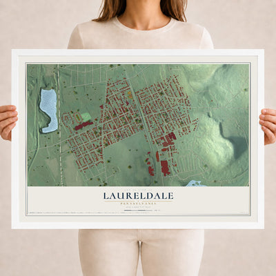 Map of Laureldale, Pennsylvania, 18 x 24 inch print in a white wood frame