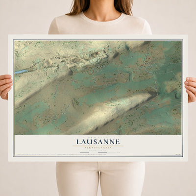 Map of Lausanne, Pennsylvania, 18 x 24 inch unframed archival matte print