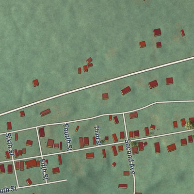 Close-up of the map of Lavelle, Pennsylvania print showing street and building detail
