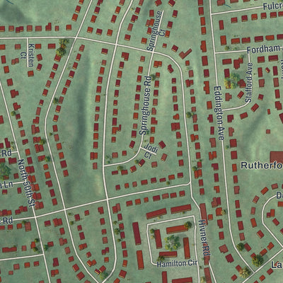 Close-up of the map of Lawnton, Pennsylvania print showing street and building detail