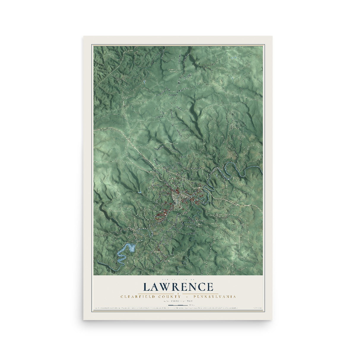 Map of Lawrence, Clearfield County, Pennsylvania, 12 x 18 inch unframed archival matte print