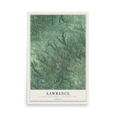 Map of Lawrence, Clearfield County, Pennsylvania, 12 x 18 inch unframed archival matte print