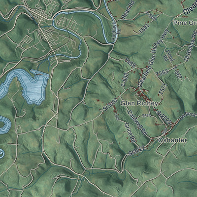 Second close-up of the map of Lawrence, Clearfield County, Pennsylvania print showing more streets and buildings