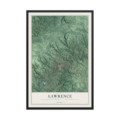 Map of Lawrence, Clearfield County, Pennsylvania, 12 x 18 inch print in a black wood frame