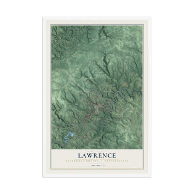 Map of Lawrence, Clearfield County, Pennsylvania, 12 x 18 inch print in a white wood frame
