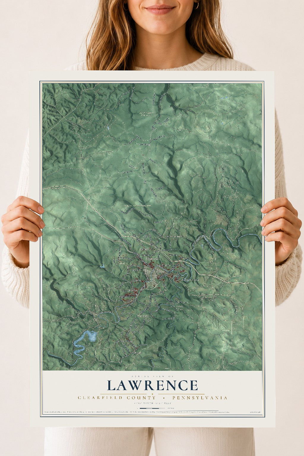 Map of Lawrence, Clearfield County, Pennsylvania, 18 x 24 inch unframed archival matte print