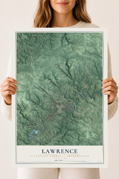 Map of Lawrence, Clearfield County, Pennsylvania, 18 x 24 inch unframed archival matte print