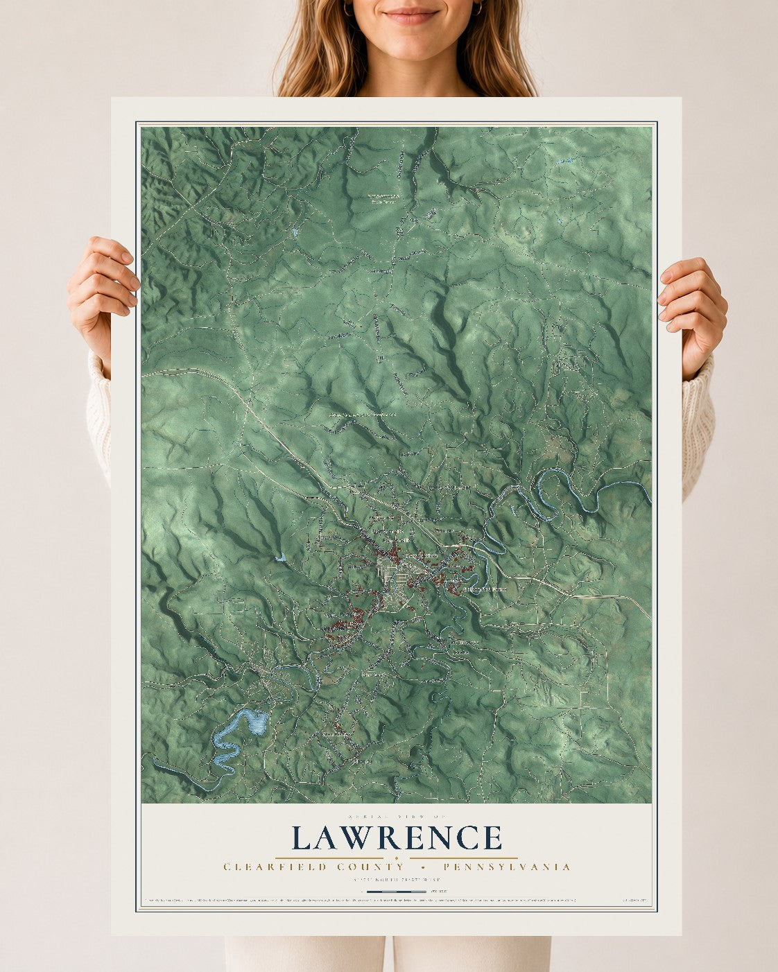 Map of Lawrence, Clearfield County, Pennsylvania, 24 x 36 inch unframed archival matte print