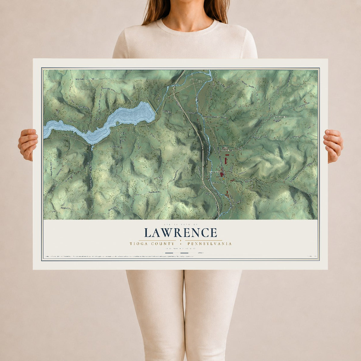 Map of Lawrence, Tioga County, Pennsylvania, 24 x 36 inch unframed archival matte print