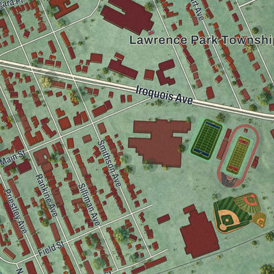 Close-up of the map of Lawrence Park, Pennsylvania print showing street and building detail