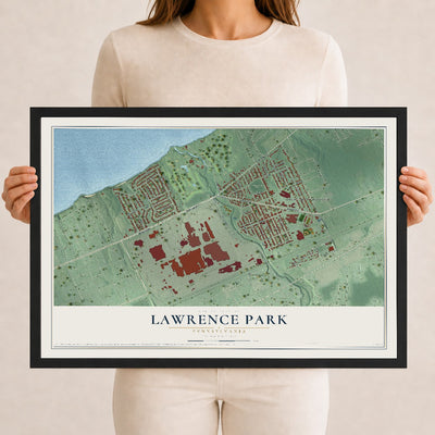 Map of Lawrence Park, Pennsylvania, 12 x 18 inch print in a black wood frame