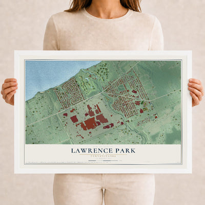 Map of Lawrence Park, Pennsylvania, 12 x 18 inch print in a white wood frame