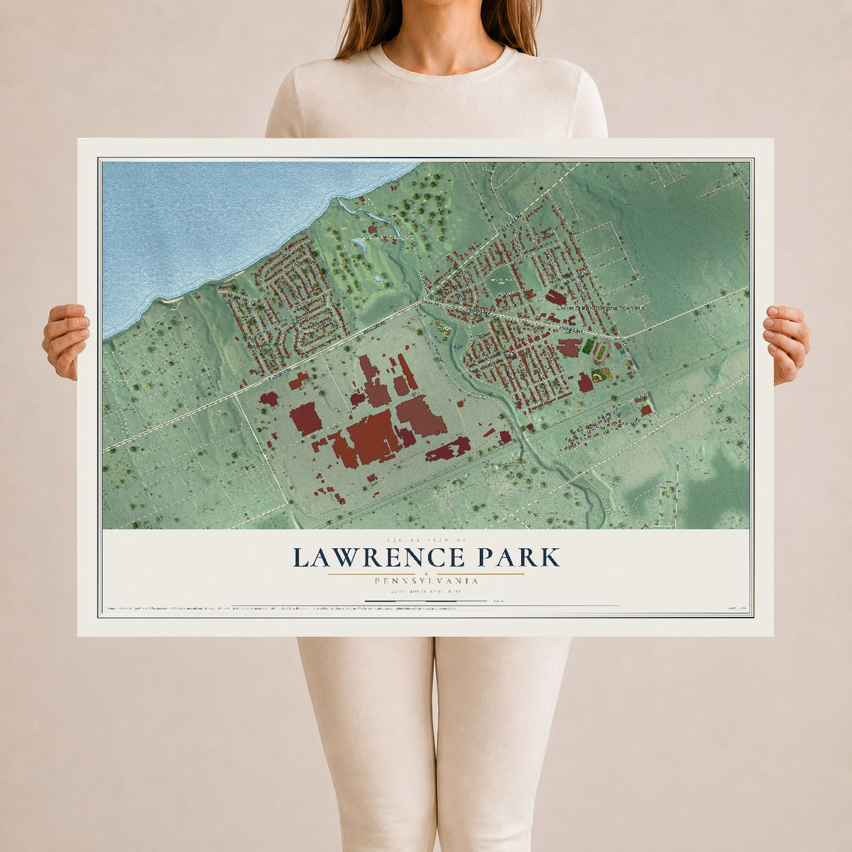 Map of Lawrence Park, Pennsylvania, 24 x 36 inch unframed archival matte print