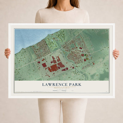 Map of Lawrence Park, Pennsylvania, 24 x 36 inch print in a white wood frame
