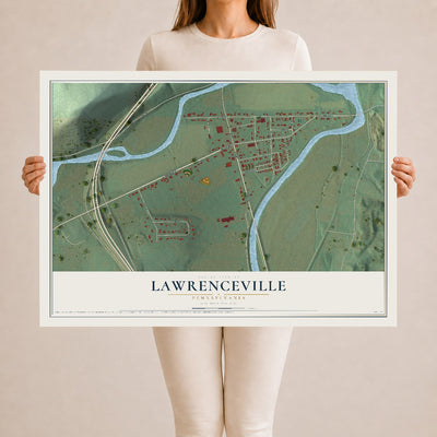 Map of Lawrenceville, Pennsylvania, 24 x 36 inch unframed archival matte print