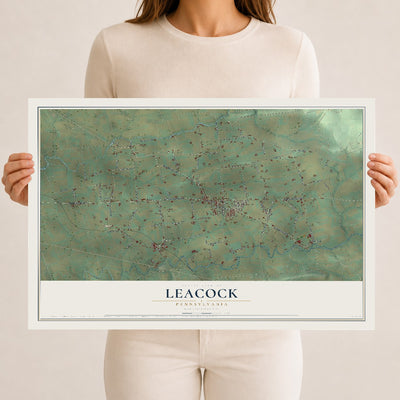 Map of Leacock, Pennsylvania, 12 x 18 inch unframed archival matte print