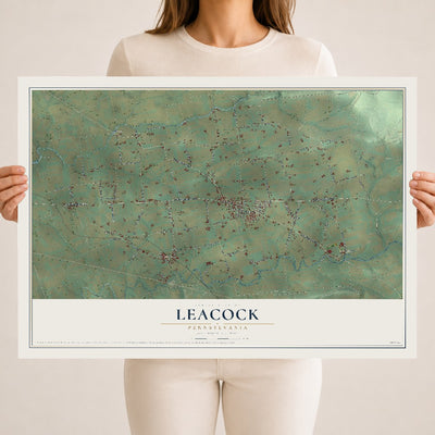 Map of Leacock, Pennsylvania, 18 x 24 inch unframed archival matte print