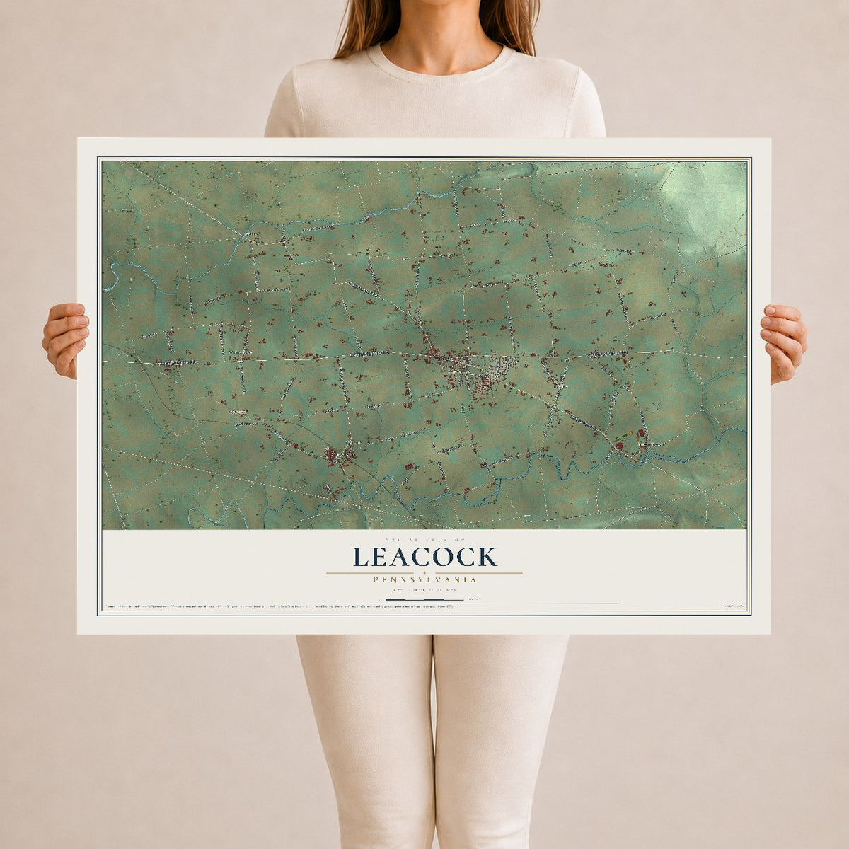 Map of Leacock, Pennsylvania, 24 x 36 inch unframed archival matte print