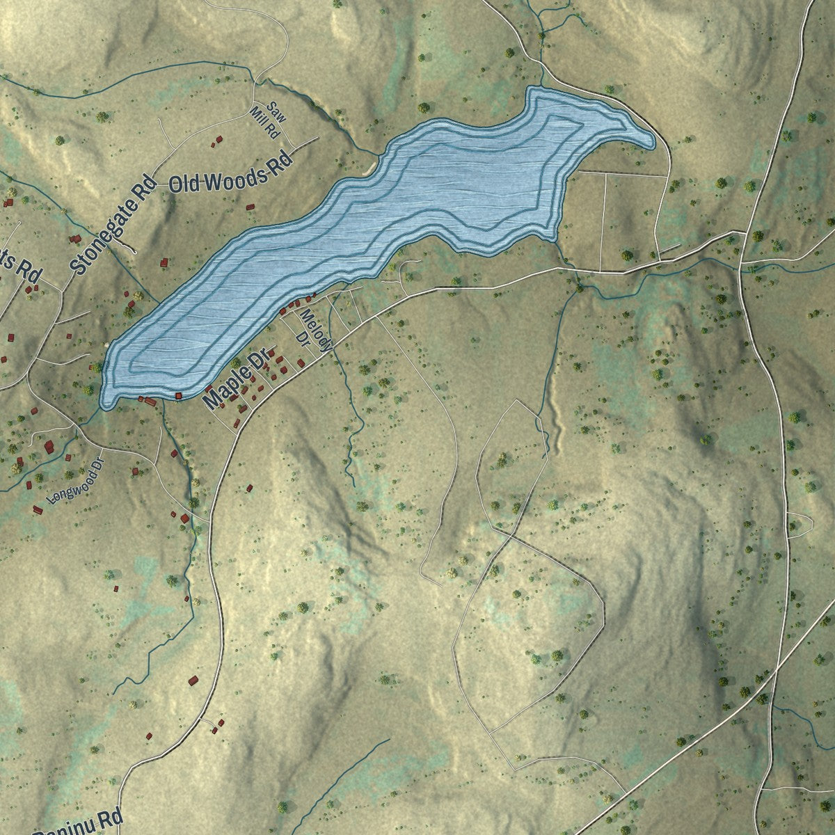 Close-up of the map of Lebanon, Wayne County, Pennsylvania print showing street and building detail